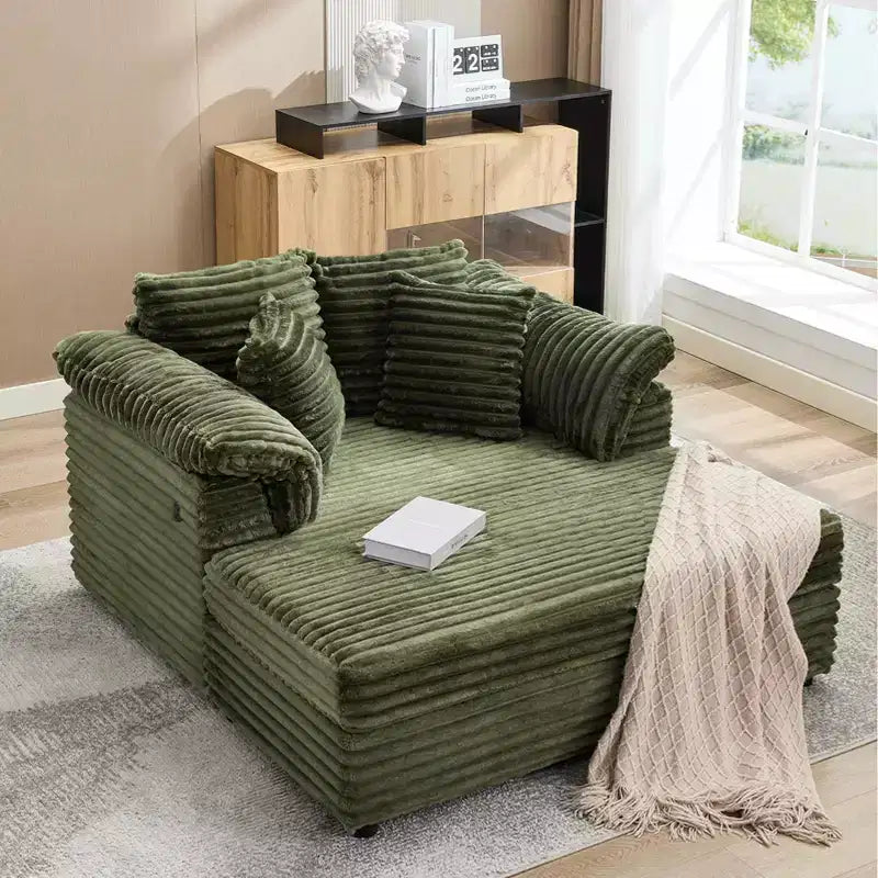 Chaise longue oversize da 60 pollici con USB/Type-C - Divano letto in velluto a coste con braccioli larghi per soggiorno