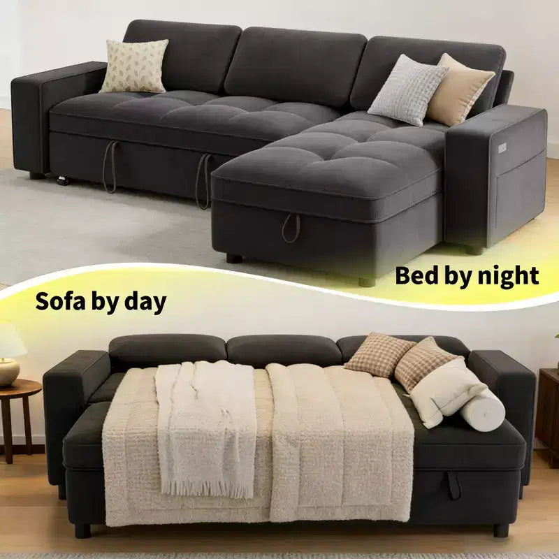 Divano letto contenitore convertibile