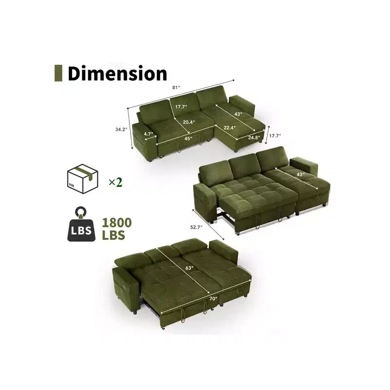 Divano letto contenitore convertibile