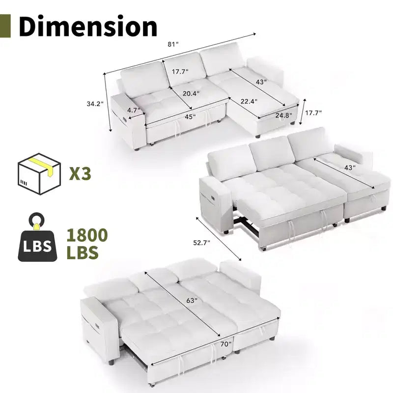 Divano letto contenitore convertibile