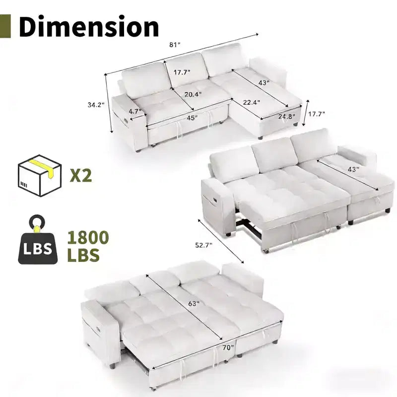 Divano letto contenitore convertibile