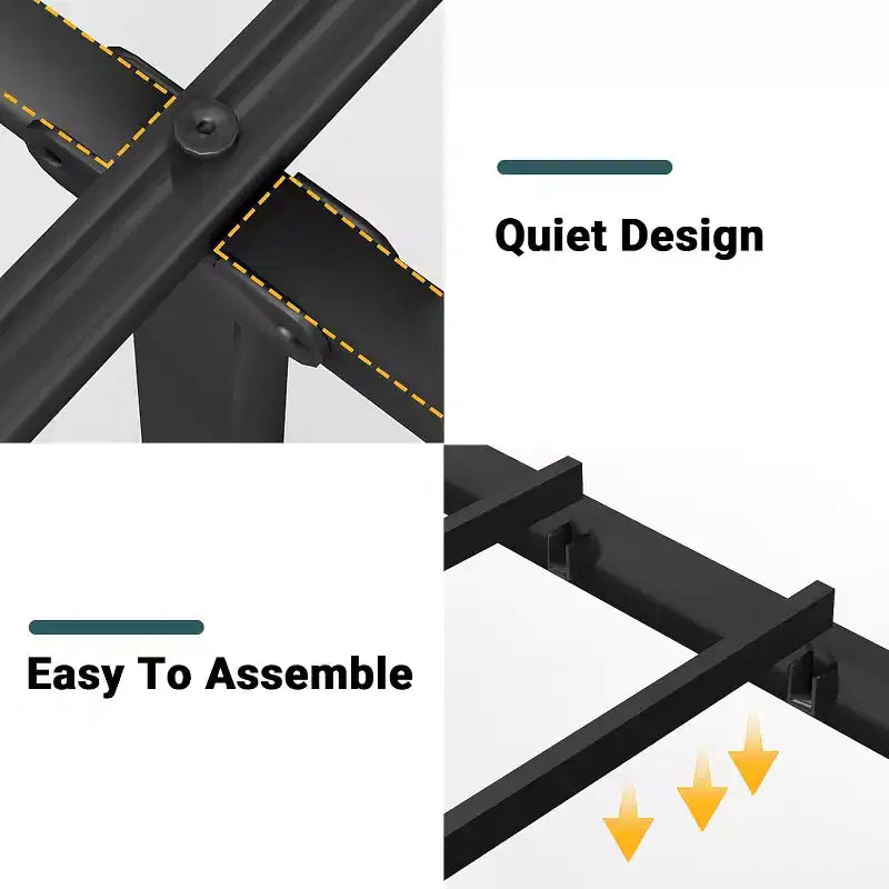 Letto a piattaforma Queen Size con cassetti, con testiera e pediera in legno, design silenzioso, nessun bisogno di rete a molle, marrone