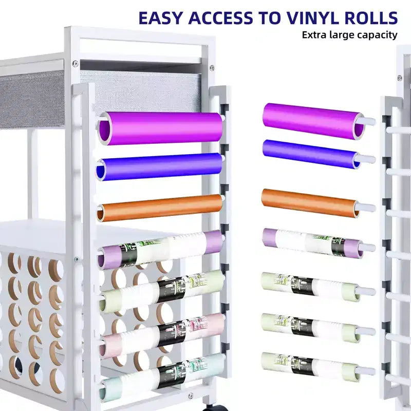 Organizer e carrello portaoggetti per articoli di artigianato, porta rotoli di vinile e organizer, design spazioso, per la stanza del bricolage