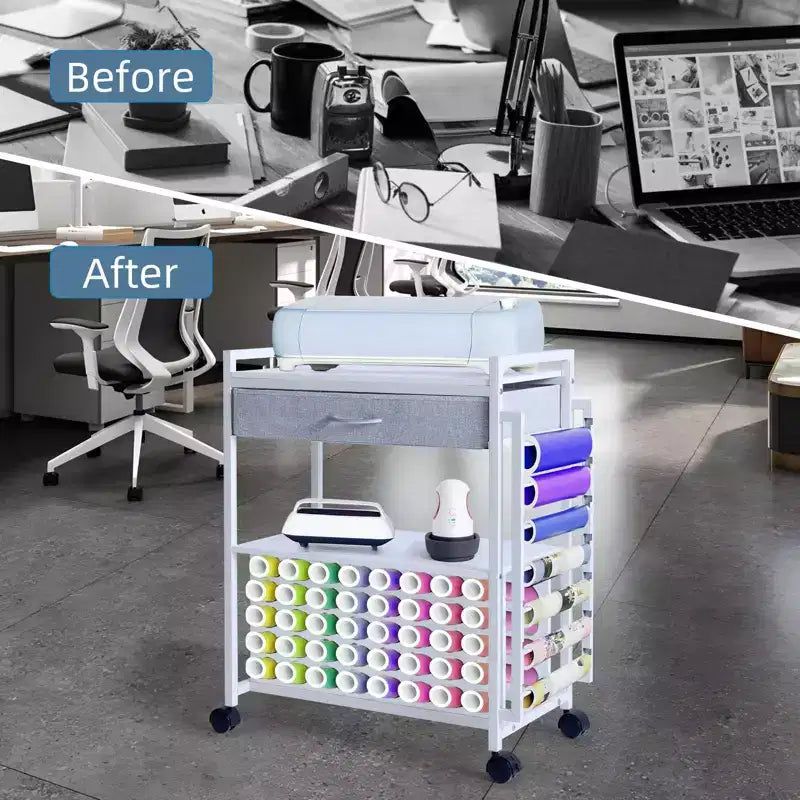 Organizer e carrello portaoggetti per articoli di artigianato, porta rotoli di vinile e organizer, design spazioso, per la stanza del bricolage