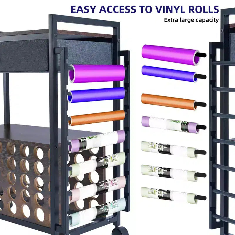 Organizer e carrello portaoggetti per articoli di artigianato, porta rotoli di vinile e organizer, design spazioso, per la stanza del bricolage