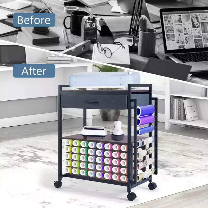 Organizer e carrello portaoggetti per articoli di artigianato, porta rotoli di vinile e organizer, design spazioso, per la stanza del bricolage