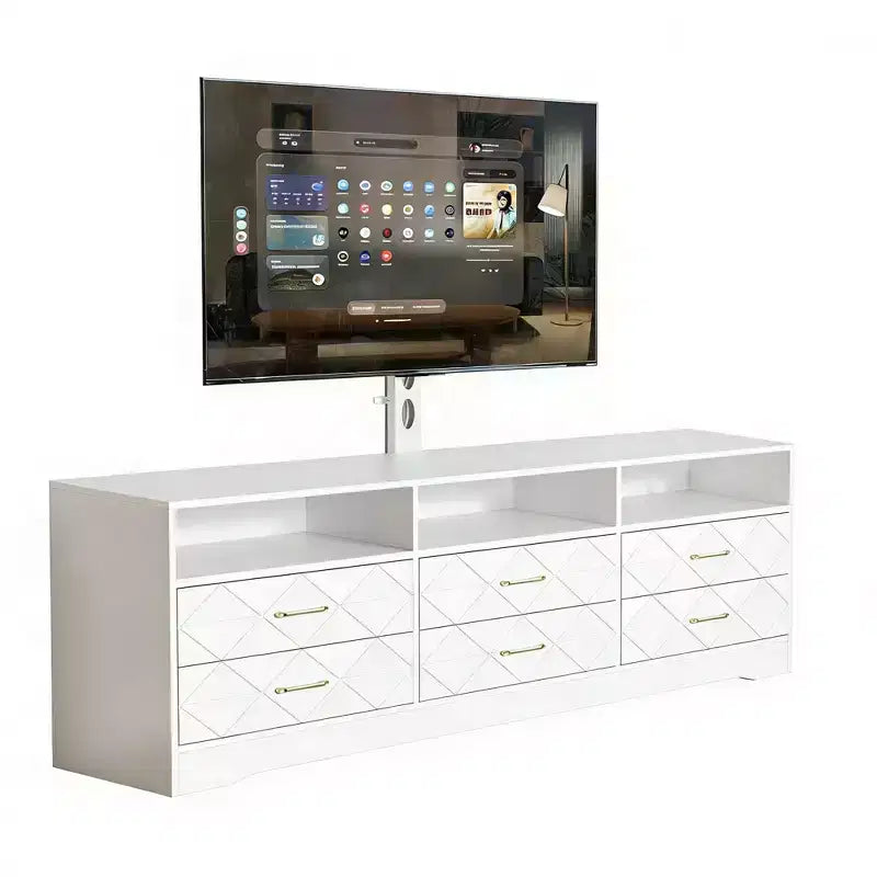 Mobile TV a 6 cassetti con supporto per soggiorno e camera da letto, cassettiera per TV in legno, console multimediale con archiviazione, centro di intrattenimento, colori multipli
