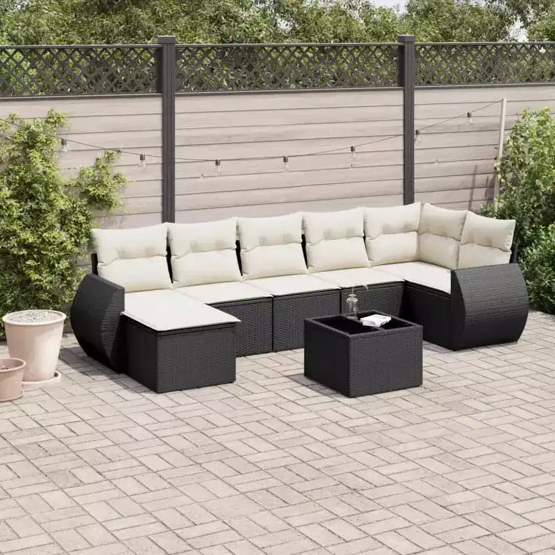Divano da Giardino Nero in Rattan PE Grande Divano Modulare da Giardino