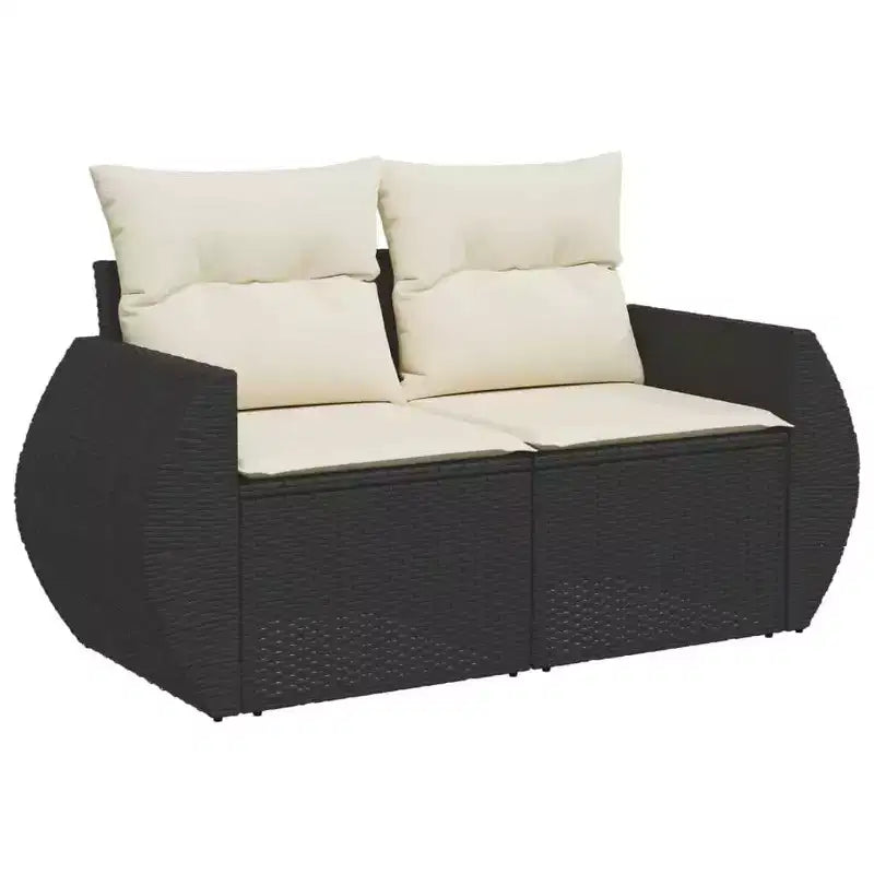 Divano da Giardino Nero in Rattan PE Grande Divano Modulare da Giardino