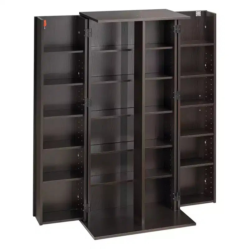 VEVOR Media Storage Cabinet, 6-Tier DVD Shelf Organizer, 24.02 x 14.49 x 50 in Multimedia Storage Organizer for CDs, DVDs, Books, Games, Brown