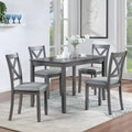 GDFStudio Loren 5-Piece Dining Set with Solid Wood Frame and Upholstered Chairs