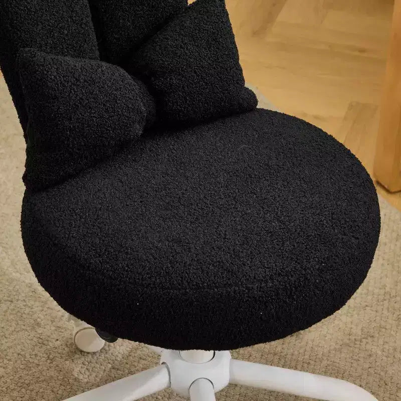 Sedia girevole da ufficio con orecchie da coniglio in tessuto Teddy con fiocco regolabile