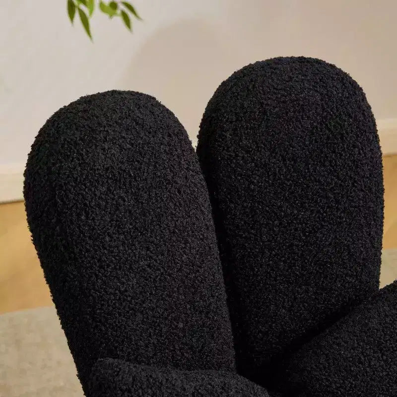 Sedia girevole da ufficio con orecchie da coniglio in tessuto Teddy con fiocco regolabile