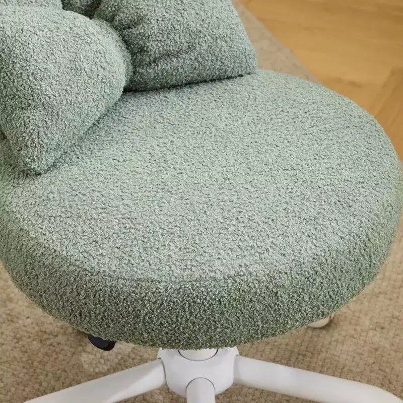 Sedia girevole da ufficio con orecchie da coniglio in tessuto Teddy con fiocco regolabile