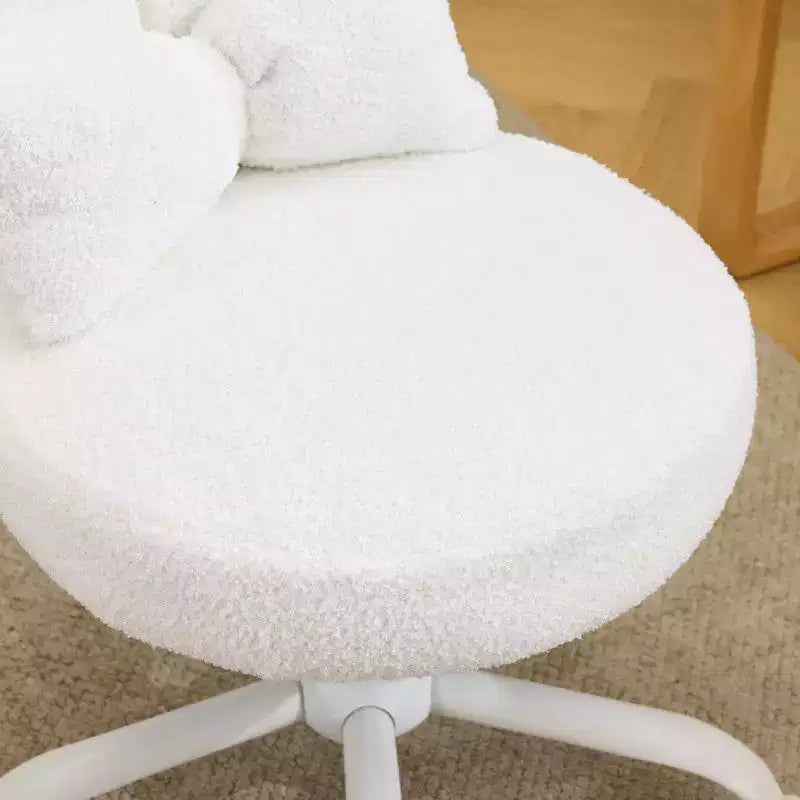 Sedia girevole da ufficio con orecchie da coniglio in tessuto Teddy con fiocco regolabile