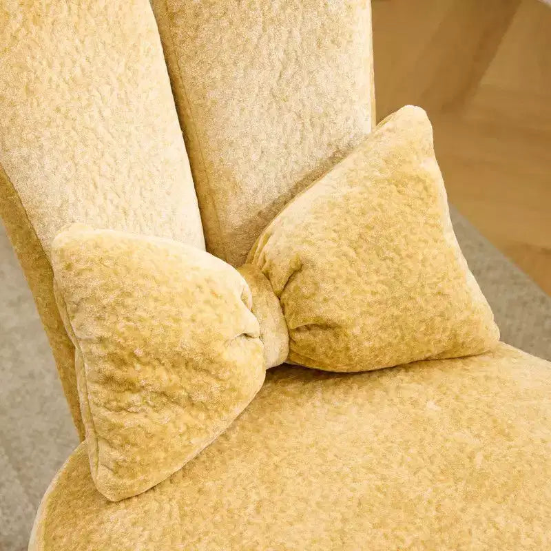 Sedia girevole da ufficio con orecchie da coniglio in tessuto Teddy con fiocco regolabile