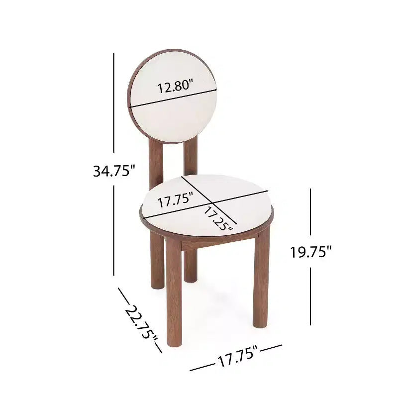 Sedie da pranzo Eliza contemporanee imbottite in legno di gomma senza braccioli noce/beige
