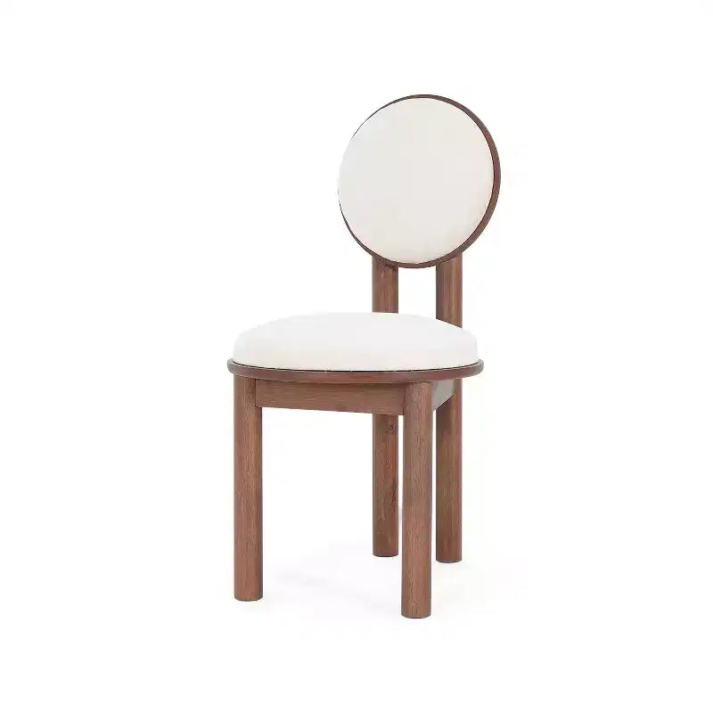 Sedie da pranzo Eliza contemporanee imbottite in legno di gomma senza braccioli noce/beige