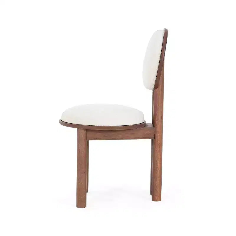 Sedie da pranzo Eliza contemporanee imbottite in legno di gomma senza braccioli noce/beige
