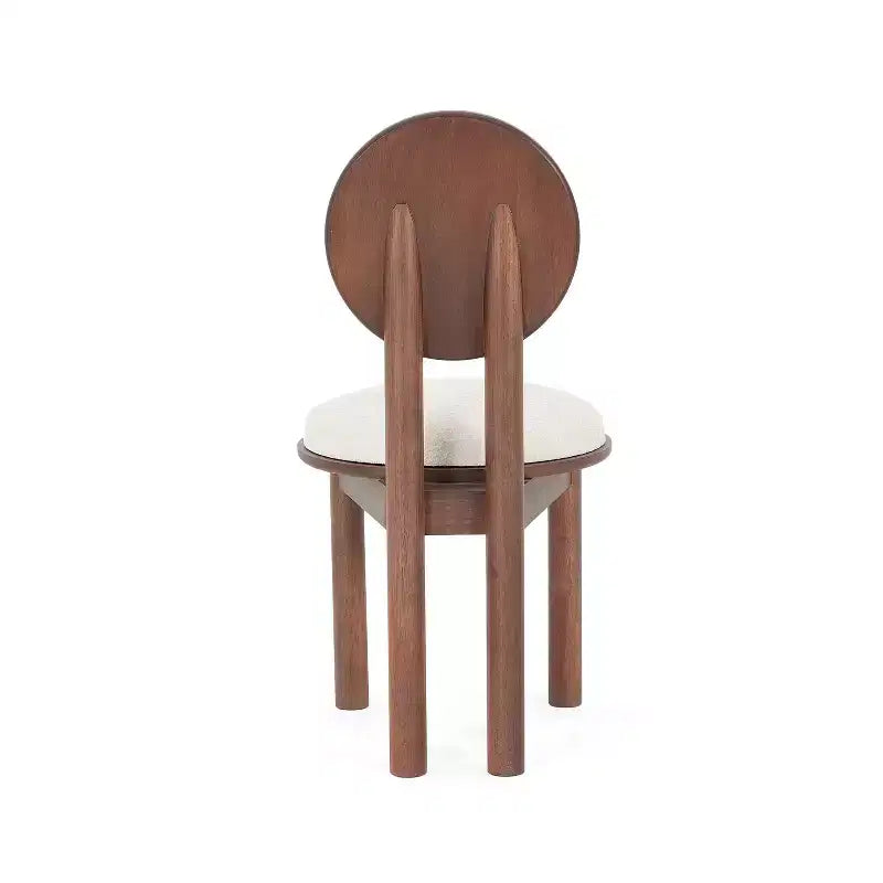 Sedie da pranzo Eliza contemporanee imbottite in legno di gomma senza braccioli noce/beige