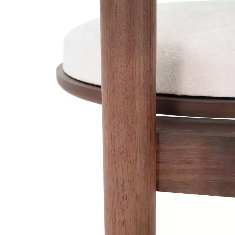Sedie da pranzo Eliza contemporanee imbottite in legno di gomma senza braccioli noce/beige