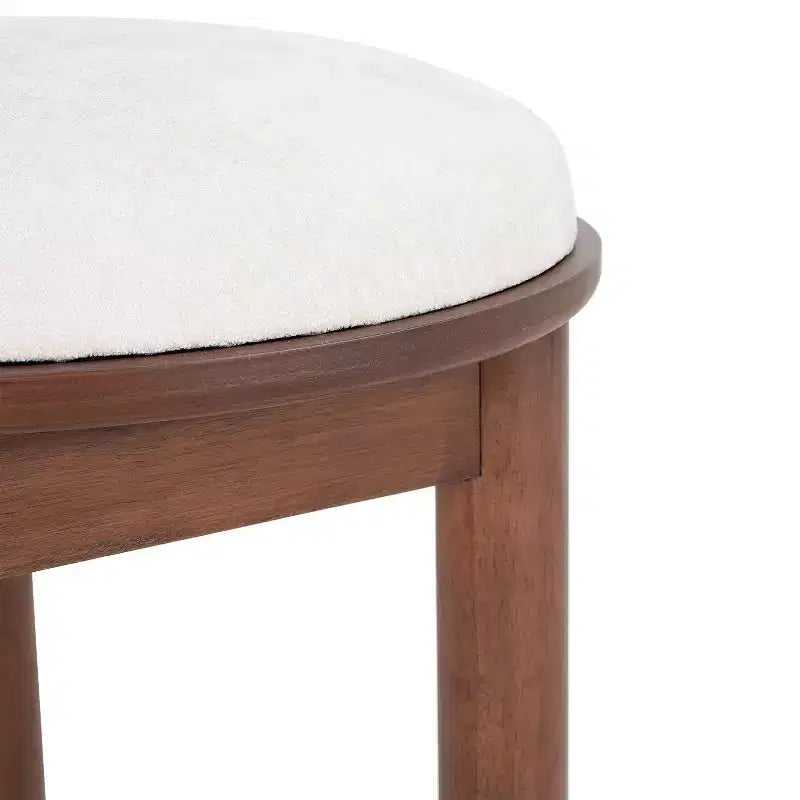 Sedie da pranzo Eliza contemporanee imbottite in legno di gomma senza braccioli noce/beige