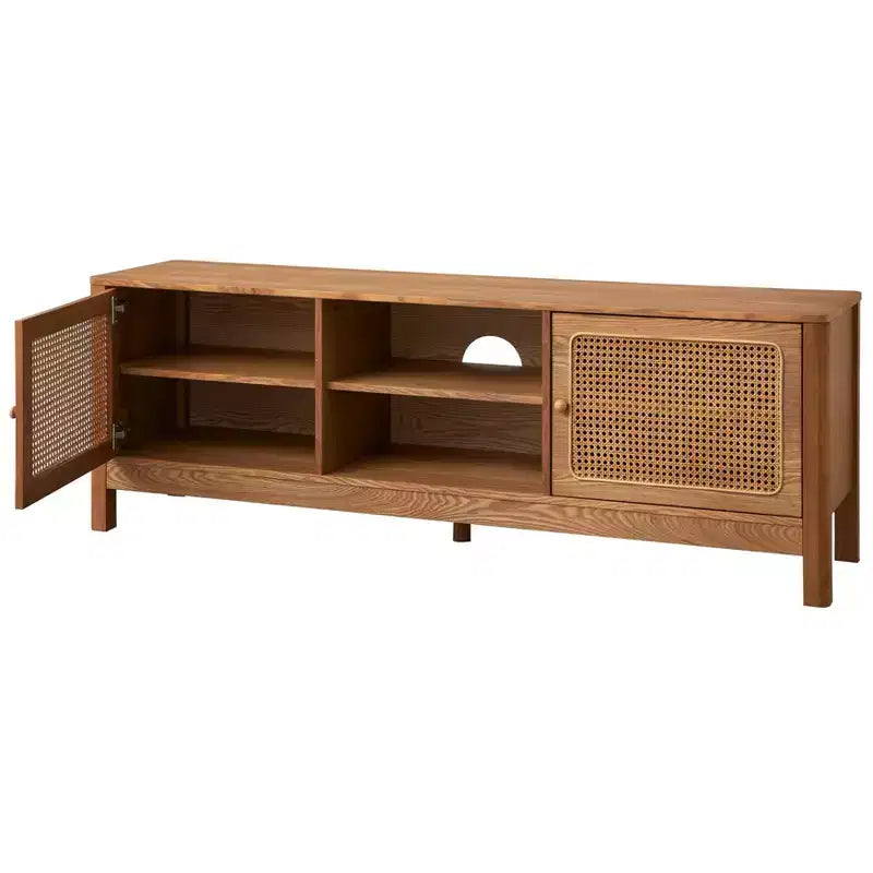 Mobile TV rettangolare Sheldon Natural Cane, per TV fino a 70", naturale