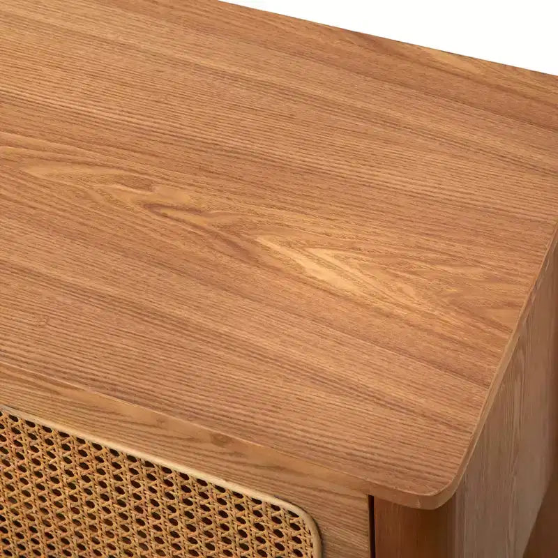 Mobile TV rettangolare Sheldon Natural Cane, per TV fino a 70", naturale