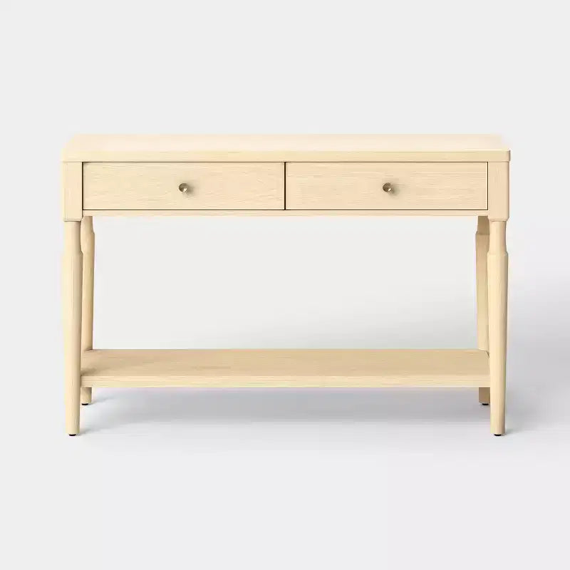 Consolle in Legno Tornito con Due Cassetti, Naturale - Threshold™