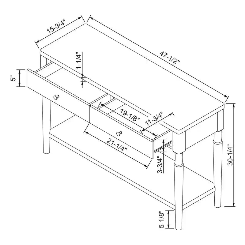 Consolle in Legno Tornito con Due Cassetti, Naturale - Threshold™
